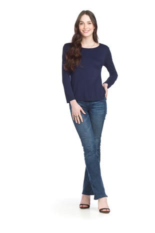 PT-15034 - Bamboo Stretch Long Sleeve Top - Colors: Black, Blush, Burgundy, Cream, Navy - Available Sizes:XS-XXL - Catalog Page:51 